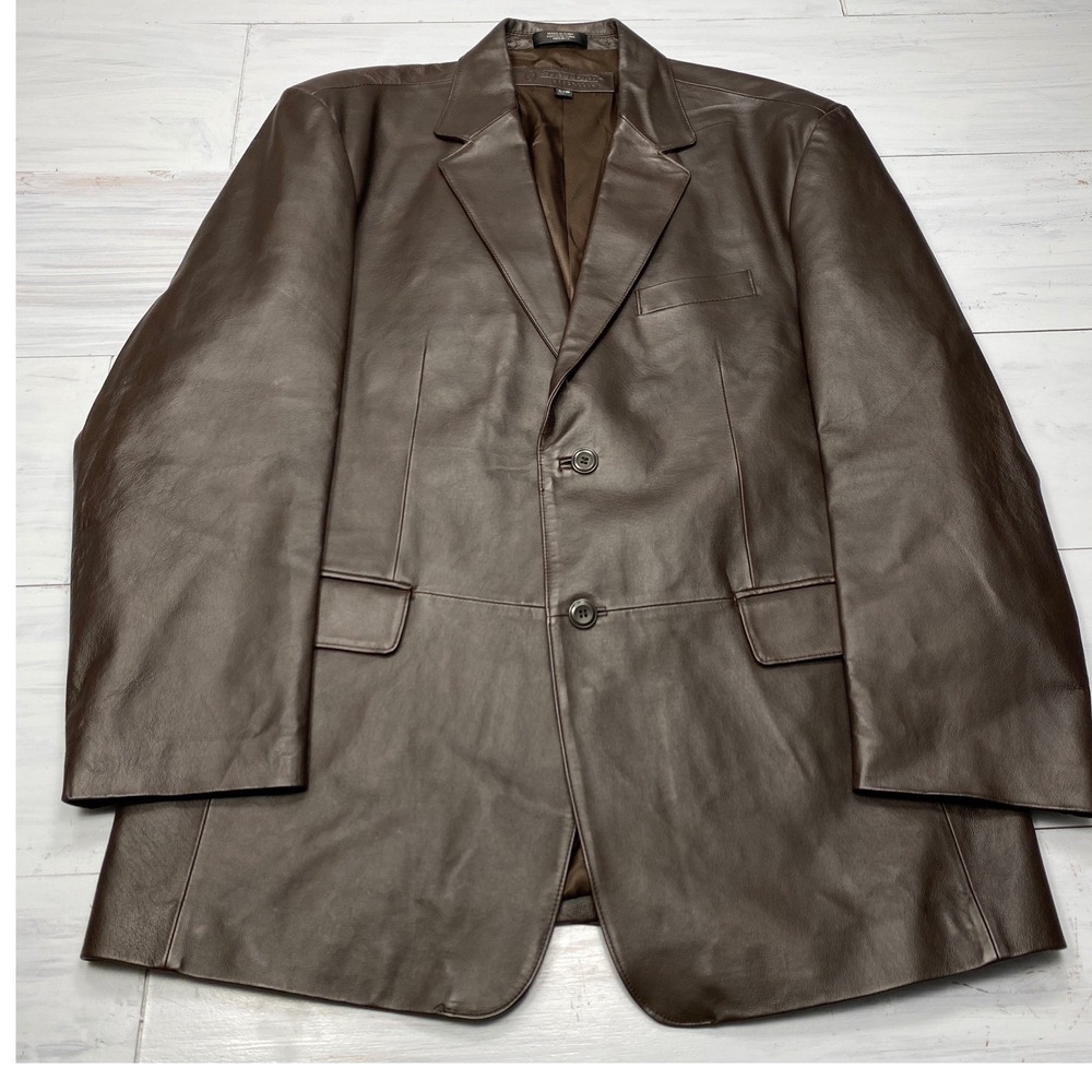 Stafford Brown Leather Sport Coat Blazer